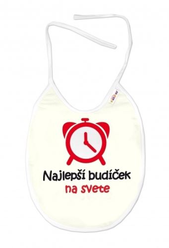 Nepromokavý bryndáček, 24 x 27 cm - Najlepší budíček na svete, Baby Nellys  - smetanový