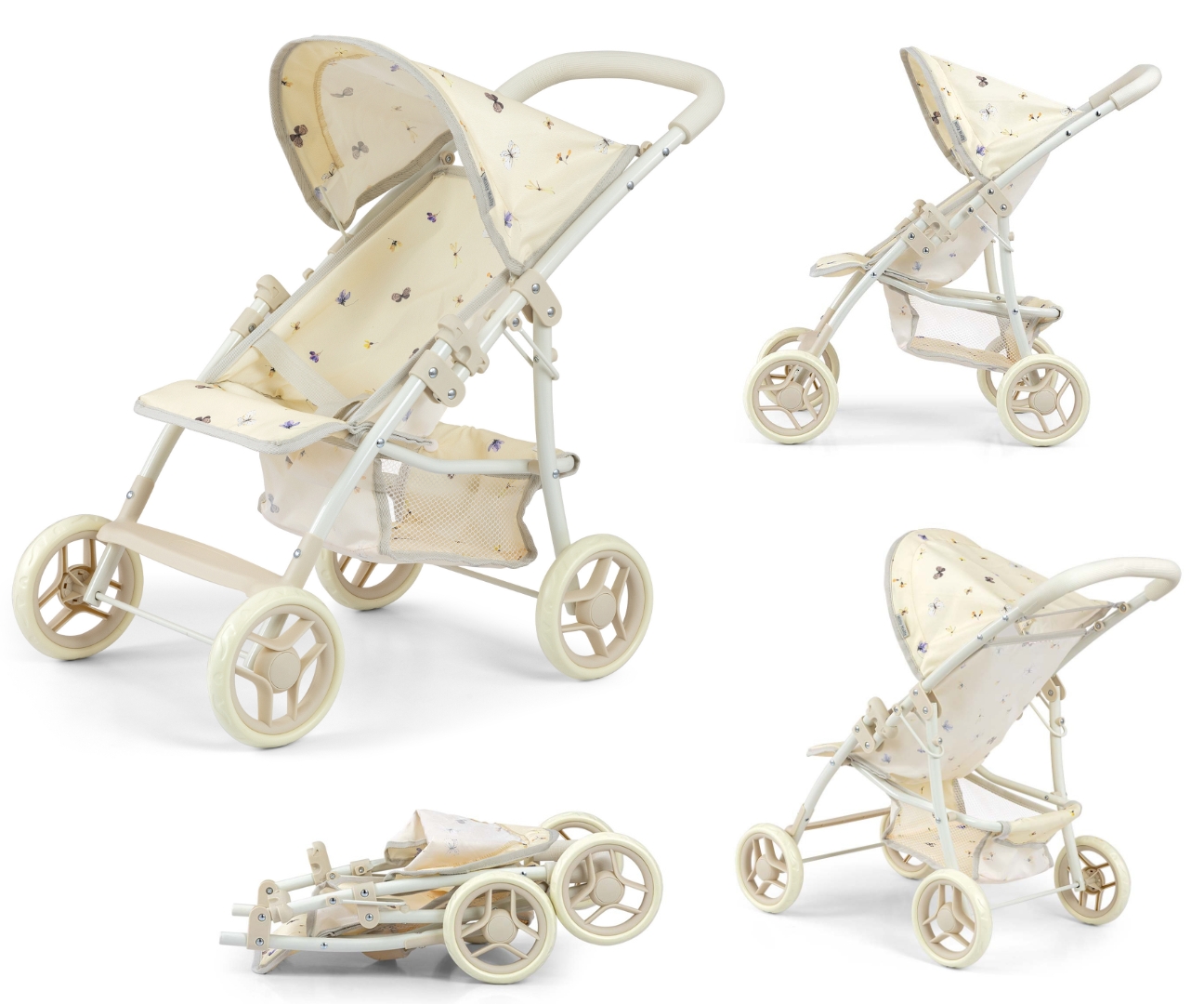 Sportovní kočárek pro panenky Natalie – dětský kočárek - béžový