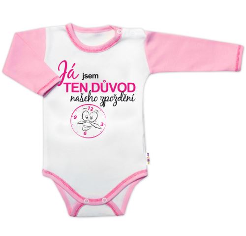 Body dl. rukáv s vtip. textem Baby Nellys, Já jsem TEN DŮVOD našeho zpoždění, holka