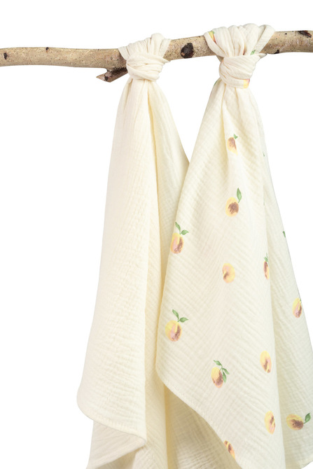 Mušelínové pleny krešované 60×75 cm, Peach cream - sada 2ks