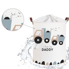 Koš na hračky, uzavíratelný, bavlna, Trucks Love Daddy - bílý, 43 L (4)