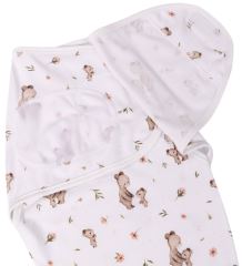 Bavlněný zavinovací vak, zavinovačka Premium  Mommy Bear, bílá/hnědá (1)