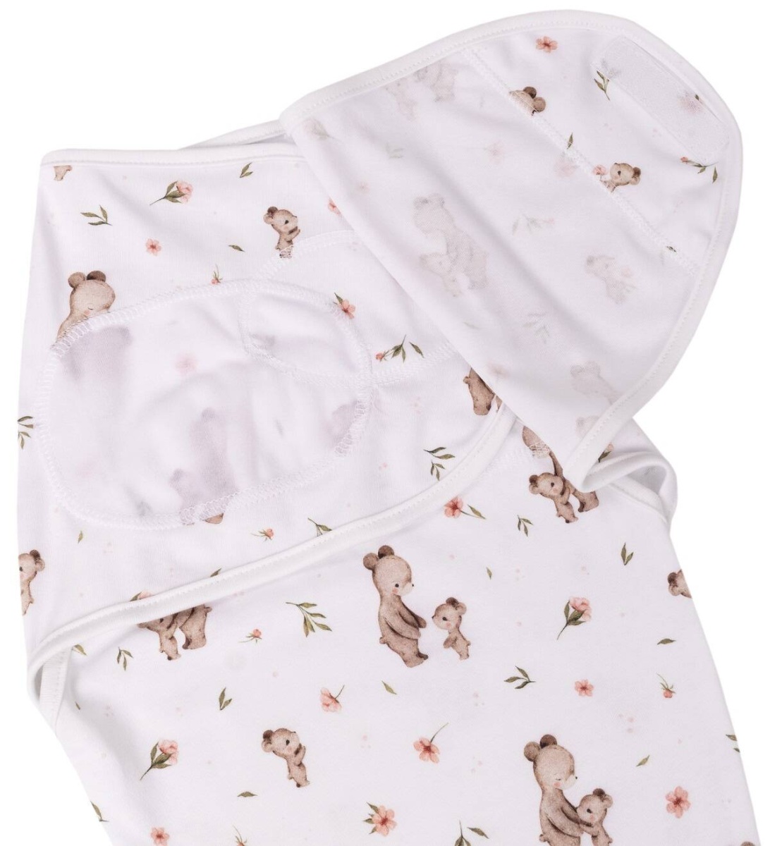 Bavlněný zavinovací vak, zavinovačka Premium  Mommy Bear, bílá/hnědá