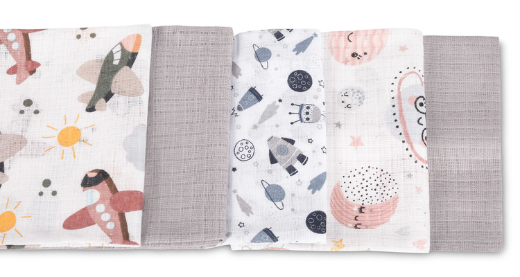 Tetra pleny Basic 70×80 cm Cosmos grey - sada 5 ks, 100% bavlna