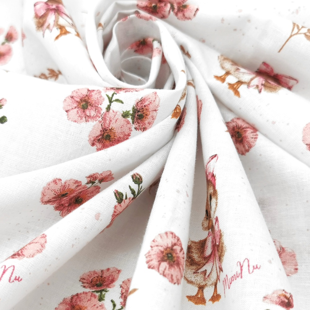 Kojící polštář/relaxační poduška, bavlna, 185 cm, Kačenky - bílá, pudrově růžová