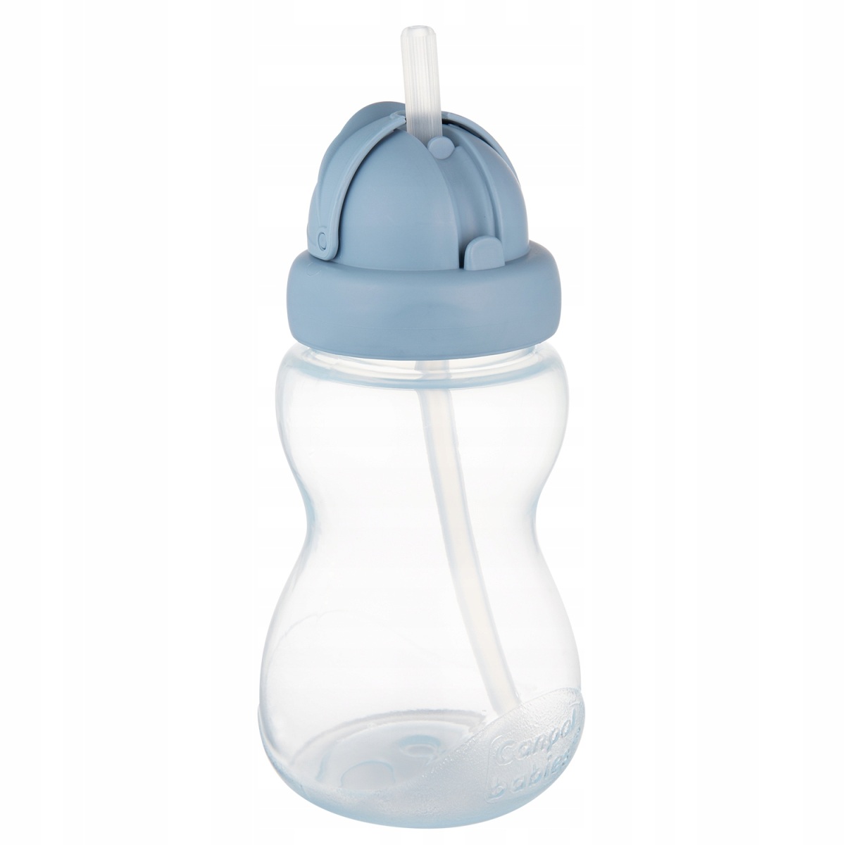 Láhev na pití s trubičkou 270 ml, dětská láhev se skládací silikonovou slámkou, blue