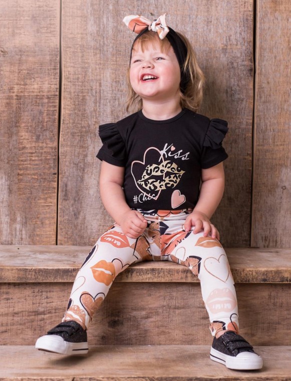 G-baby Kojenecké body s volánkem Kiss - černé, vel. 92