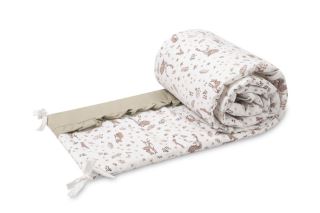 Mantinel do postýlky Forest Beige bavlněný s volánem 180 × 30 cm
