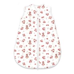 Spací vak, bavlna "AVI" celoroční na zip 74 cm, Kačenky - bílá/růžová