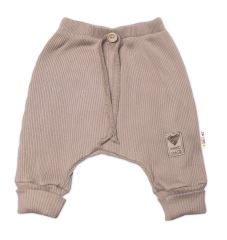 Baby Nellys 3-dílná žebrovaná soupr. Hand Made, body, tepláčky a čepička, béžová (1)