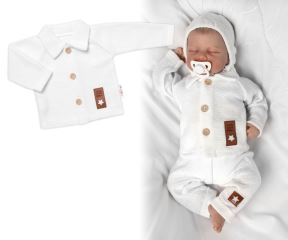 Pletený svetřík s knoflíčky Boy, Baby Nellys, bílý (2)