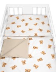 Povlečení do postýlky, bavlna, 2D sada, Míša - bílá s potiskem