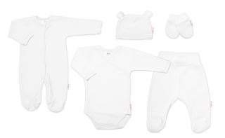 Praktická 5-dílná žebrovaná soupravička do porodnice Baby Nellys BOY, bílá