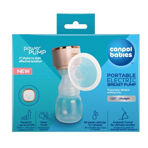 Elektrická odsávačka mléka Canpol babies PowerPump – tichá, přenosná, 4 režimy