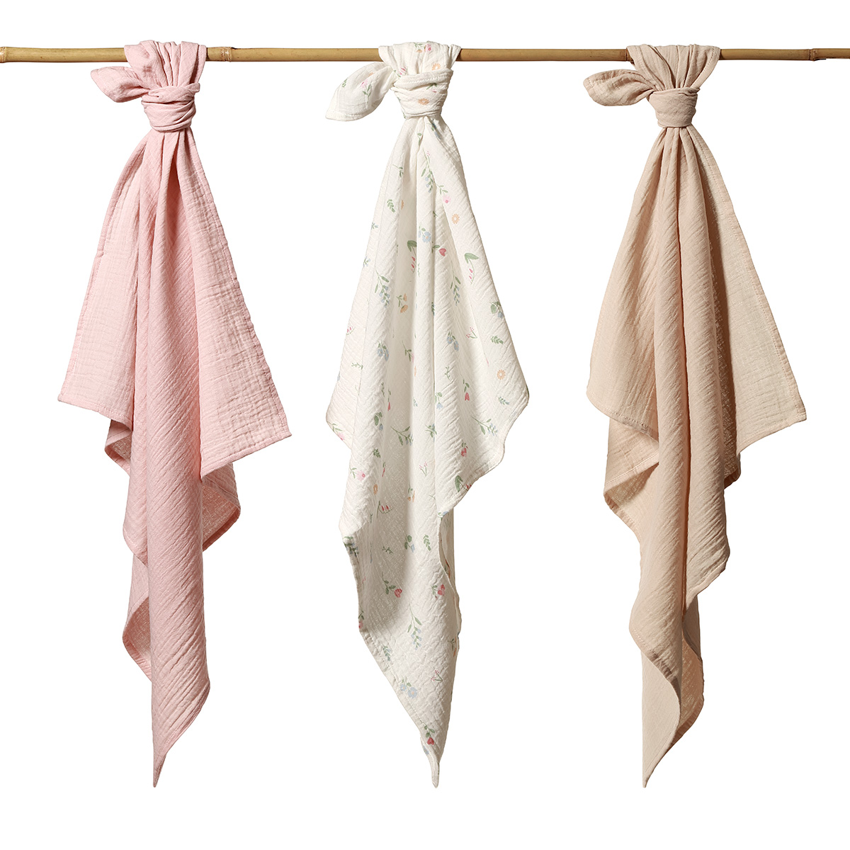 Mušelínové - super měkké plenky, 3ks 70x80cm - pudrová flowers