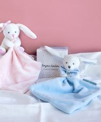 Doudou Dárková sada modrá - králíček s muchláčkem 10 cm (1)