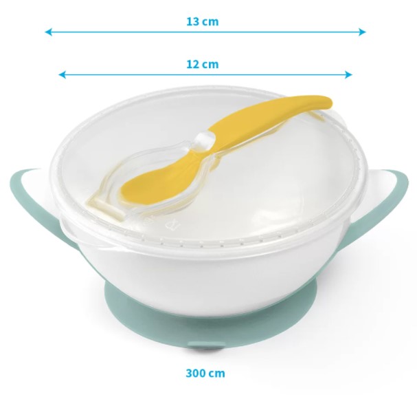 Uzaviratelná miska s přísavkou a lžičkou - žlutá, mátová