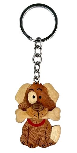 2Kids Toys Dřevěná klíčenka velká Pes s kostí