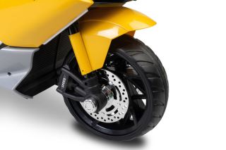Elektrická tříkolová motorka pro děti TOYZ – 2 motory, LED, USB, žlutá (10)