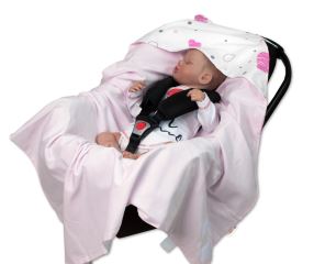 Zavinovací deka s kapucí, bavlna + jersey, I love Girl Baby Nellys, růžová (2)