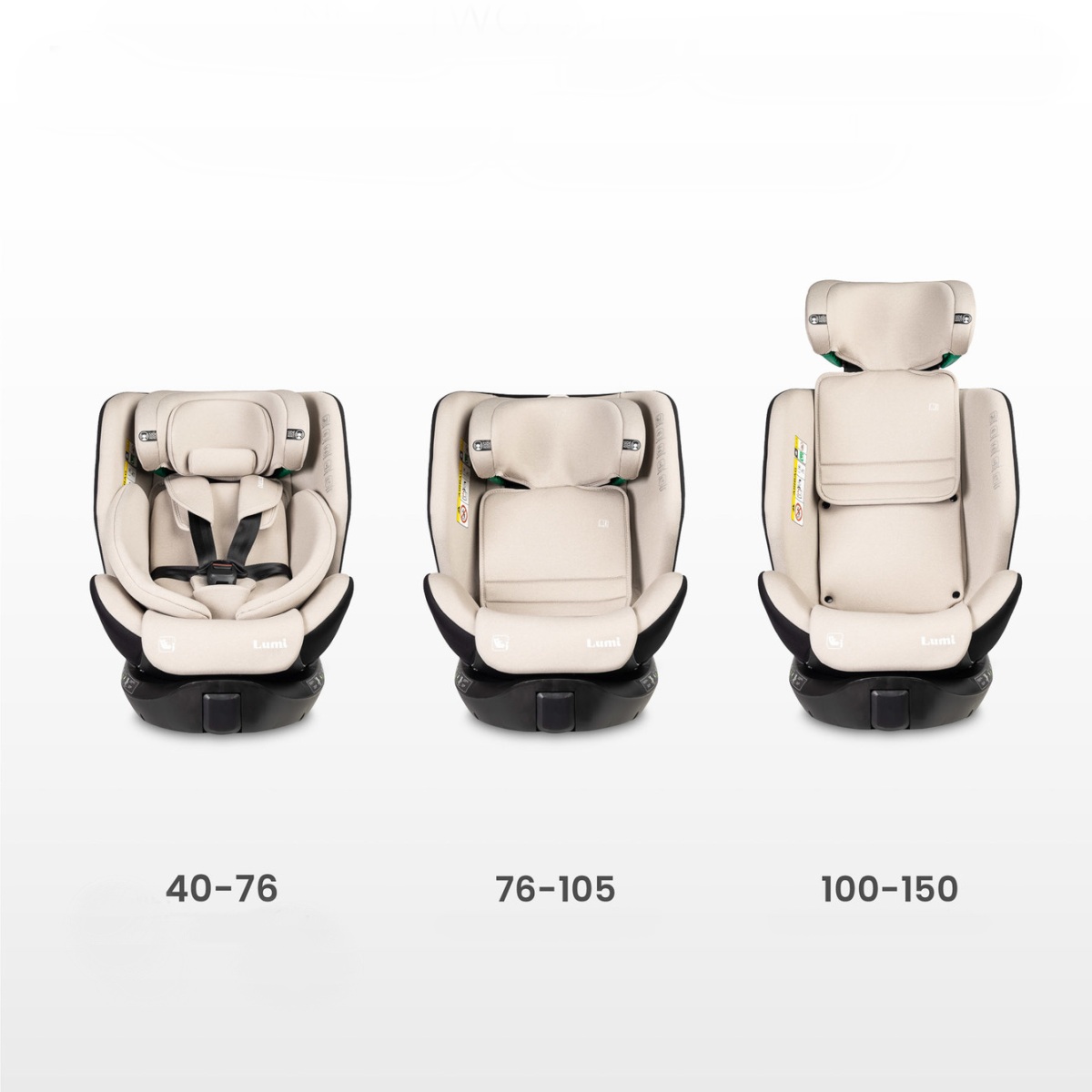 Autosedačka Lumi i-Size 40–150 cm, Isofix, 360°, růstová, od 0m+ do 12 let - zelená