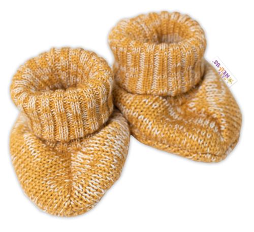 Baby Nellys Pletené botičky/capáčky STAR Hand Made, medové žihané