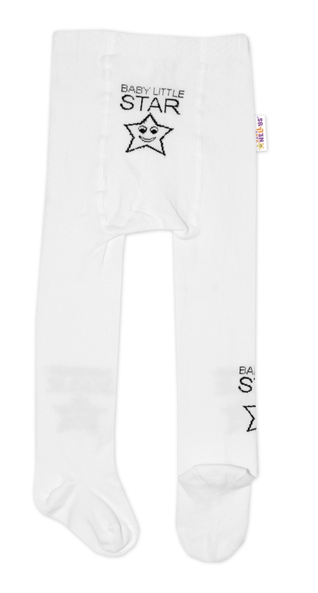 Baby Nellys Dětské punčocháče bavlněné, Baby LITTLE STAR, bílé, 1ks, vel. 92/98