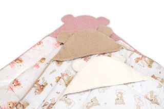 Beránková zavinovačka s kapucí bavlna/beránek, Teddy Boucle - Srnka, smetana (3)