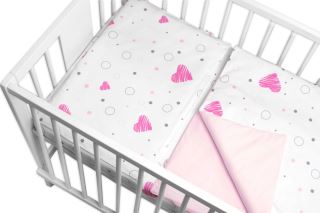 Mantinel s povlečením 3D bavlněná sada, I love Girl, 120x90 cm Baby Nellys, růžový/bílý (2)