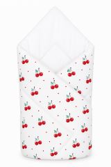 Kojenecká zavinovačka Klasik - Cherries, bílá s třešničkami