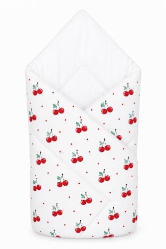 Kojenecká zavinovačka Klasik - Cherries, bílá s třešničkami