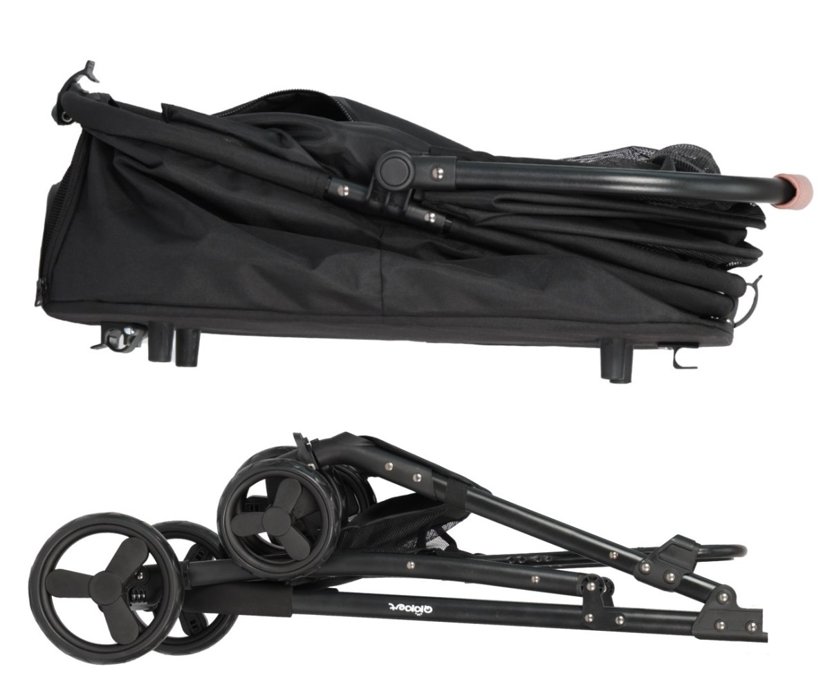 Qppet Bobbie Pet Stroller – kočárek pro psy a kočky černý, do 15 kg, skládací