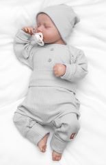 Žebrovaná rostoucí souprava 3D, Baby Boy - šedá (1)