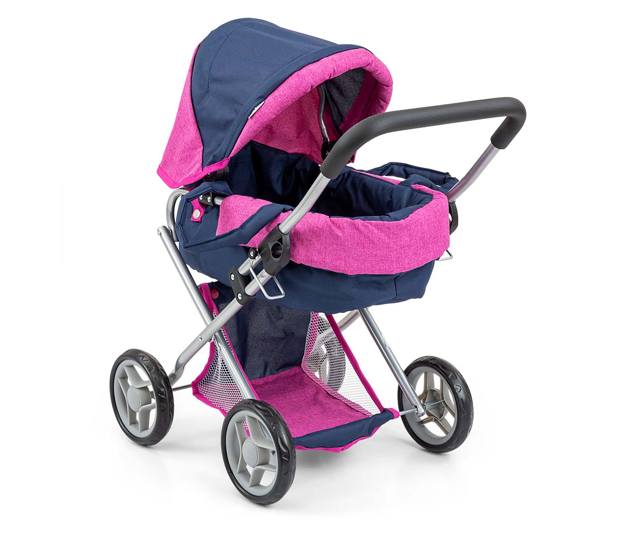 Kočárek pro panenky  Alice – hluboký kočárek pro panenku, modrý, růžový