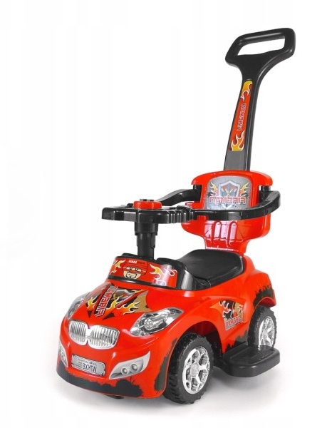 Dětské odrážedlo 3v1 s vodicí tyčí a volantem - červené