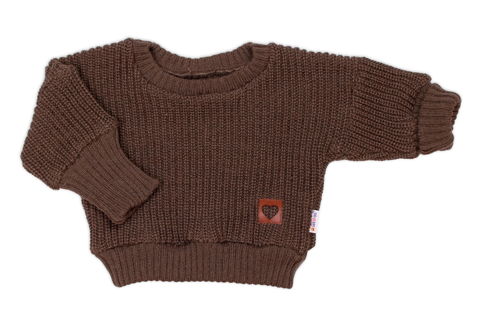 Rostoucí oversize pletený svetřík pro miminko, hnědý, 68/74