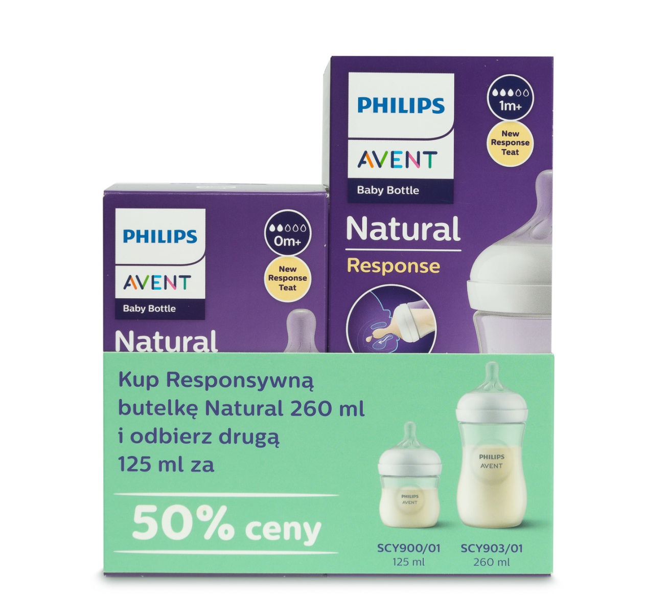Natural Response láhev 125 ml + 260 ml, dudlík – antikoliková, přirozené sání