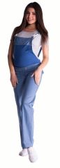 Be MaaMaa Těhotenské kalhoty s láclem - světlý jeans Be MaaMaa Těhotenské kalhoty s láclem - světlý jeans