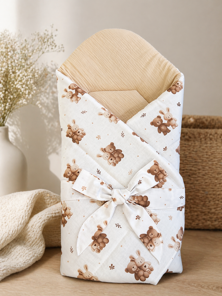 Zavinovačka SOFT na zavazování, mušelín, bavlna - Medvídek a zajíček