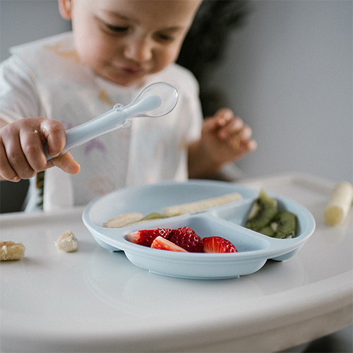 Silikonová lžička měkká, flexibilní - mátová, BabyOno