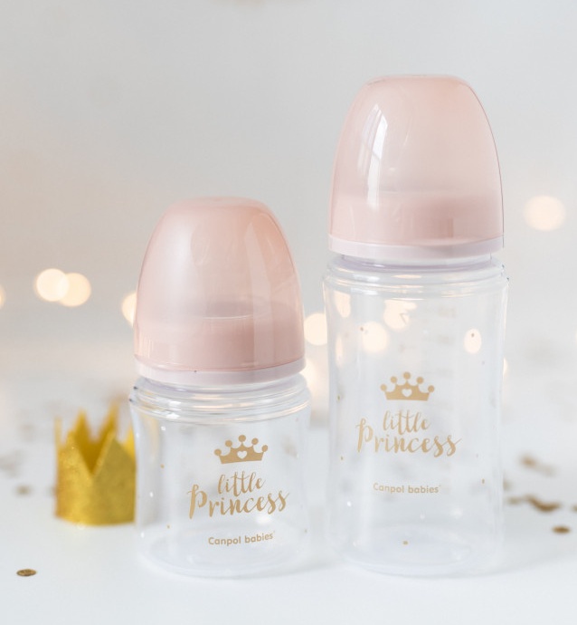 Dárková sada Little Princess Canpol Babies 0–6m, lahvička, dudlíky, řetízek + taška zdarma