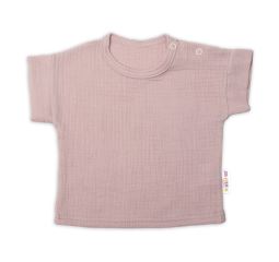 Baby Nellys 2-dílná mušelínová soupravička, tričko + kraťasky BOY, béžová (1)