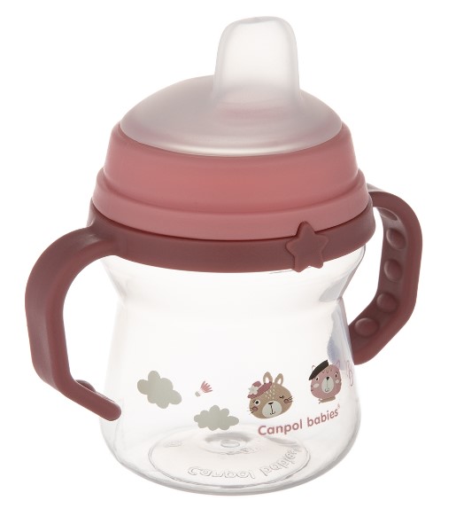 Nevylévací hrníček Canpol Babies s měkkým náustkem - Bonjour, růžový, 150 ml