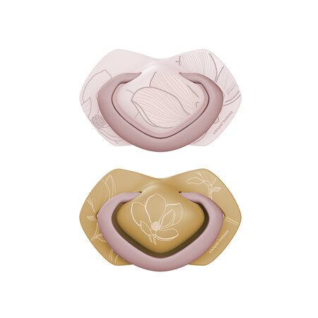Dudlík Light Touch 0–6 m silikonový symetrický 2 ks GOLD Pink – ortodontický, BPA free