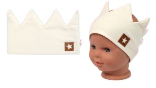 Dvouvrstvá čelenka, Baby Nellys Hand Made, bavlna, Korunka STAR - smetanová, 80/98 Dvouvrstvá čelenka, Baby Nellys Hand Made, bavlna, Korunka STAR - smetanová, 80/98