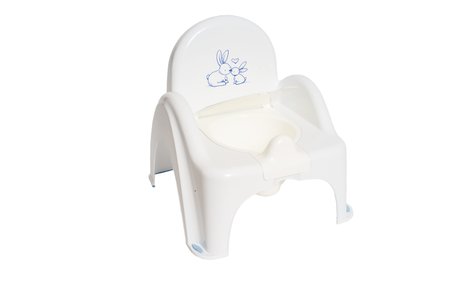 Dětský nočník s melodií a víkem, ergonomický - Zajíček v bílé