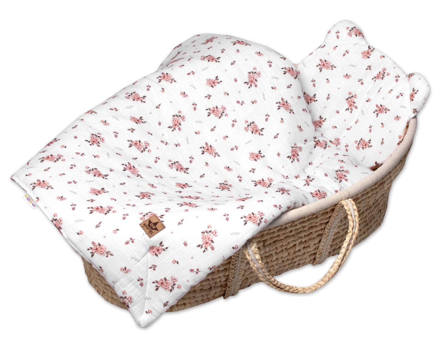 Mušelinová sada Teddy Little Flowers 30x35cm, 70x100cm, 2D, Baby Nellys, bílá