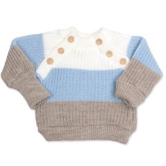 Rostoucí pletený svetřík a kalhoty s knoflíčky Boy, 2D - proužky (3)