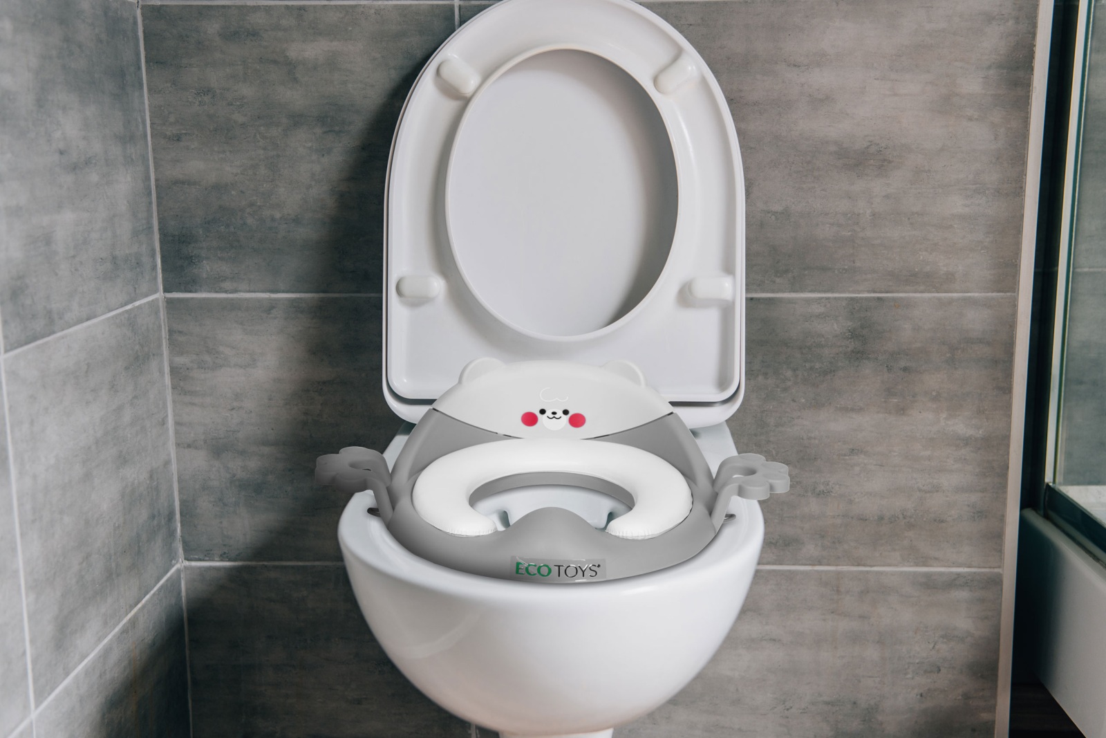 Učící WC sedátko, redukce na WC pro děti – růžové, měkké, s držátky