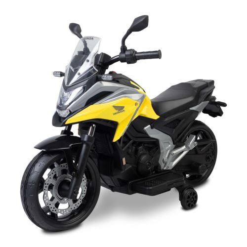 Elektrická motorka Honda NC750X pro děti – LED, USB, 3-8 let, žlutá, černá